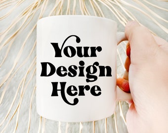 Boho Coffee Mug Mockup | Farmhouse Style (Digital Download)