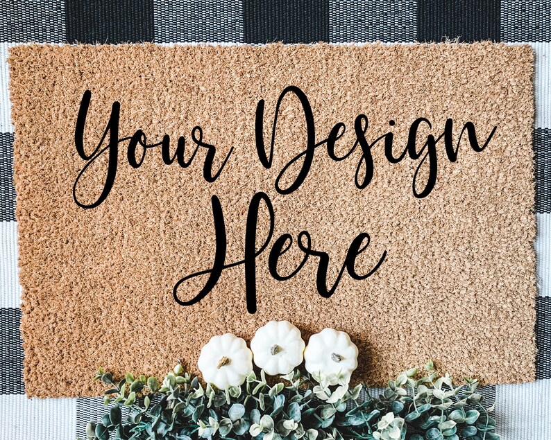 Download Fall Doormat Mockup White Pumpkin Doormat Mockup Autumn | Etsy