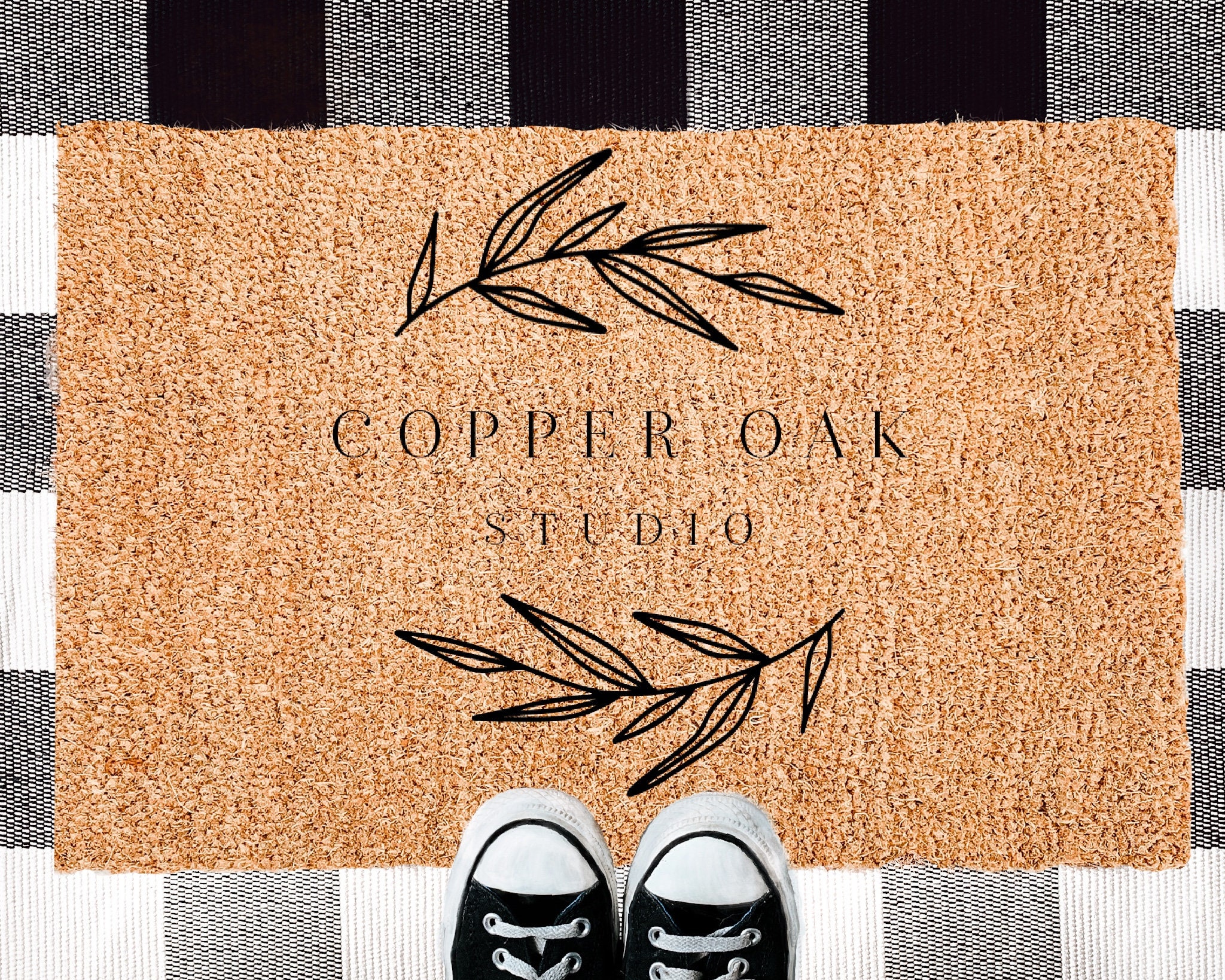 Download Coir Doormat Mockup Buffalo Plaid Doormat Mockup Black and | Etsy