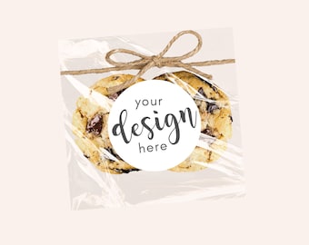 Packaged Chocolate Chip Cookie Mockup | Round Sticker (Digital Download)