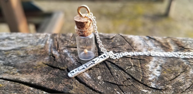Tiny Glass Bottle Mustard Seed Necklace with Faith Charm