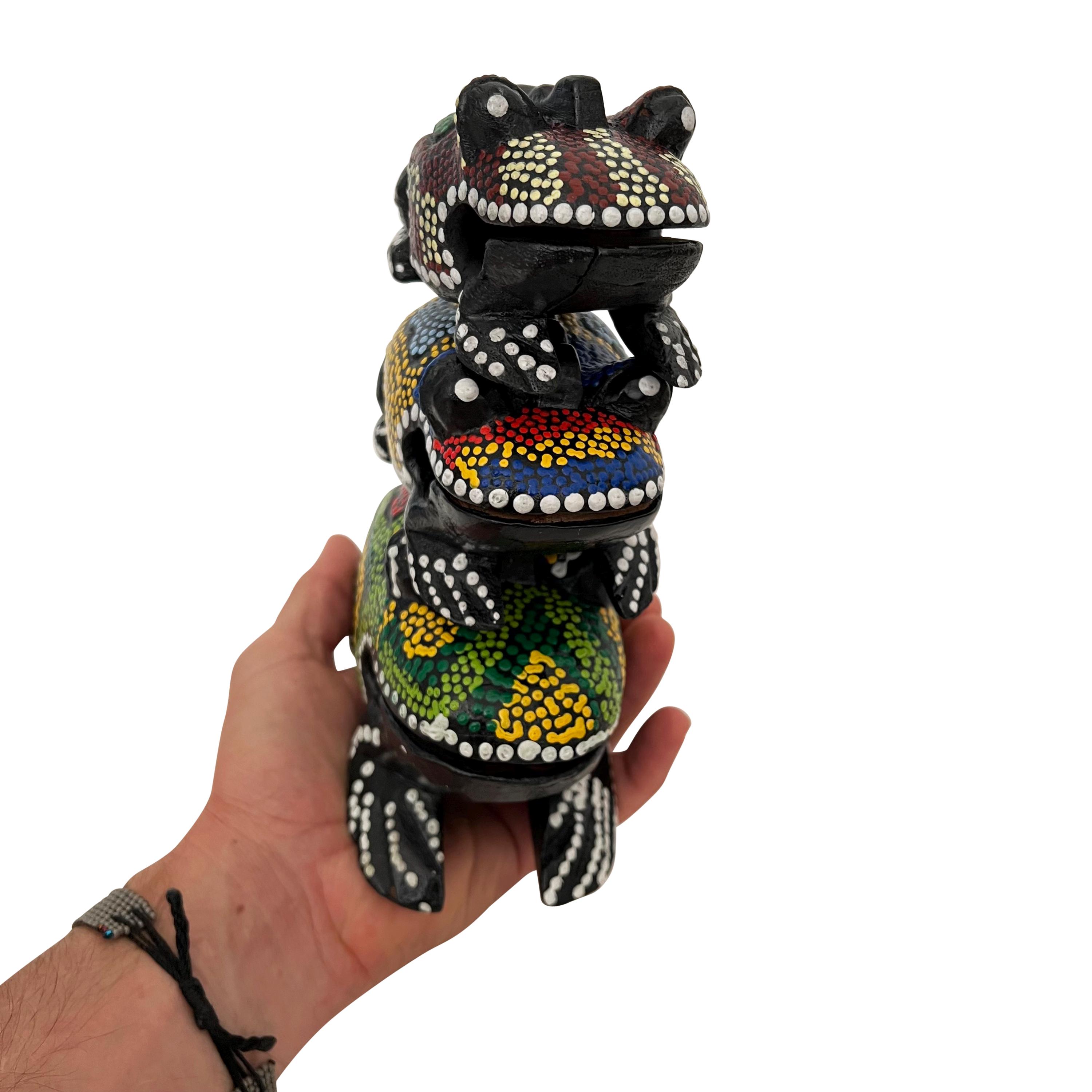 Guiro Rasp Set of 3 Hand Painted Wood Frog Guiro Rasps - Percussion Instrument ...