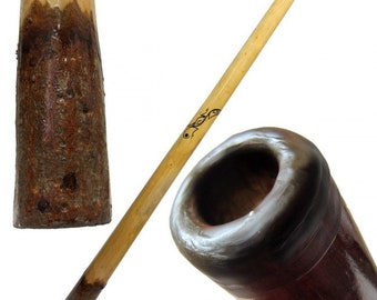 Eucalyptus Yellowbox Didgeridoo, Bark Bell, Beeswax Mouthpiece - 52" Long - Key of C to E by World Percussion USA
