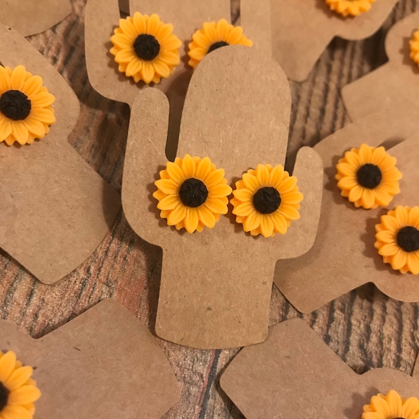 Sunflower Stud Earrings / Yellow Sunflower / Orange Sunflower / 12mm / Hypoallergenic / Daisy