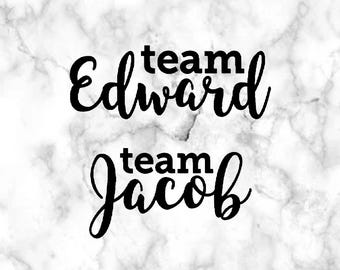 Twilight Teams Vinyl Decal Sticker // Car decal, laptop sticker, water bottle sticker // movie, book, Team Edward, Bella, Jacob, Forks WA