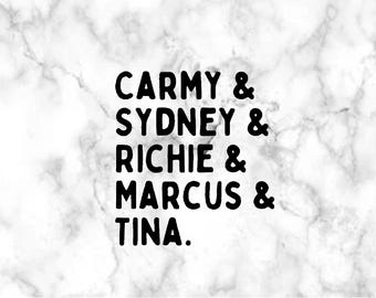 The Bear Character Names Vinyl Decal Sticker // Car decal, laptop sticker, water bottle sticker // TV show, Carmy, Sydney, Richie, The Beef