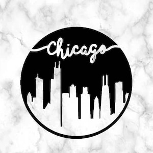 Chicago Skyline Vinyl Decal Sticker // Car decal, laptop sticker, water bottle sticker // Chicago Illinois, Willis Tower, the windy city
