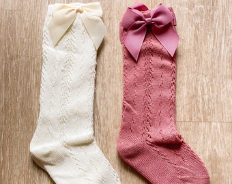 long baby socks with bows