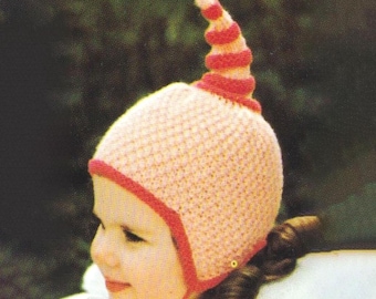 2-6 Yrs Elf Bonnet Classic Knitting Hat Pattern for Children