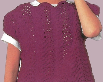 Wavy Lace Slipover Top  | Women's Knitting Pattern PDF