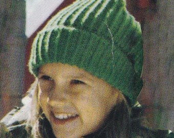 10-12Yrs Knit Brimmed Winter Hat Classic Knitting Pattern for Children