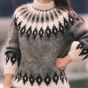 Icelandic Fair Isle Pullover Classic Knitting Pattern PDF