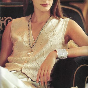 Womens Lattice Waistcoat  • Classic Sweater Vest Knitting Pattern