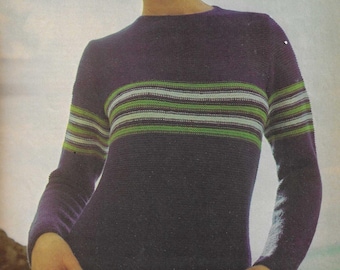 Racer Stripe Garter Stitch Pullover |  Knitting Pattern PDF