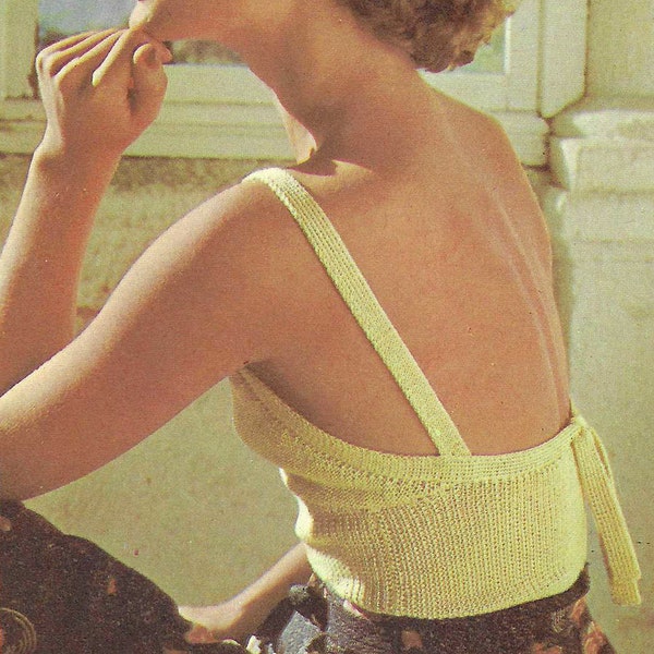 Womens Cami Crop Top Knitting Pattern PDF • 1970s 1980s 1990s 2020s Contemporary