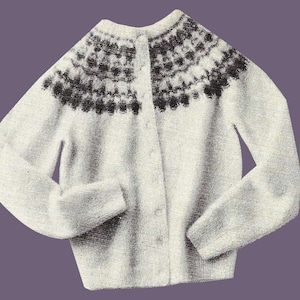 Swedish Cardigan Sweater Knitting Pattern - Traditional Fair Isle Cardigan Knitting Pattern PDF
