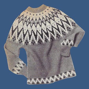Norwegian Ski Sweater Knitting Pattern - Traditional Fair Isle Pullover Long Sleeve Sweater Pattern PDF