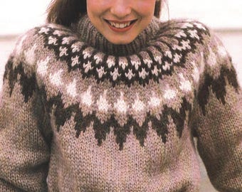 Icelandic Classic Fair Isle Pullover Knitting Pattern PDF