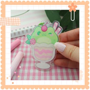 Frosch-Parfait-Schlüsselanhänger ~ Süßer Frosch-Schlüsselanhänger ~ Glitzer-Schlüsselanhänger aus Acryl