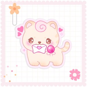 Sticker chat mignon ~ Sticker pailleté kawaii ~ Sticker vinyle rose