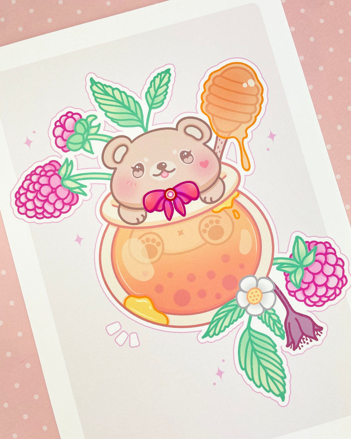 Honey Bear Art Print Cute Bear in a Honey Jar Bear - Etsy