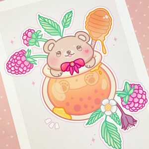 Honigbär Kunstdruck ~ Süßer Bär im Honigglas ~ Bär Illustration