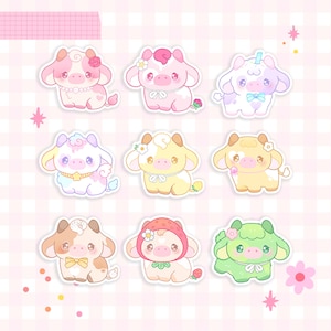 Cute cow stickers ~ Pastel stickers - Kawaii glitter stickers