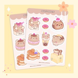 Bären-Desserts Aufkleber ~ Kawaii Dessert Aufkleber
