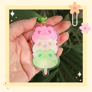 Chaveiro de sapo dango ~ Chaveiro de sapo fofo ~ Chaveiro de acrílico com glitter