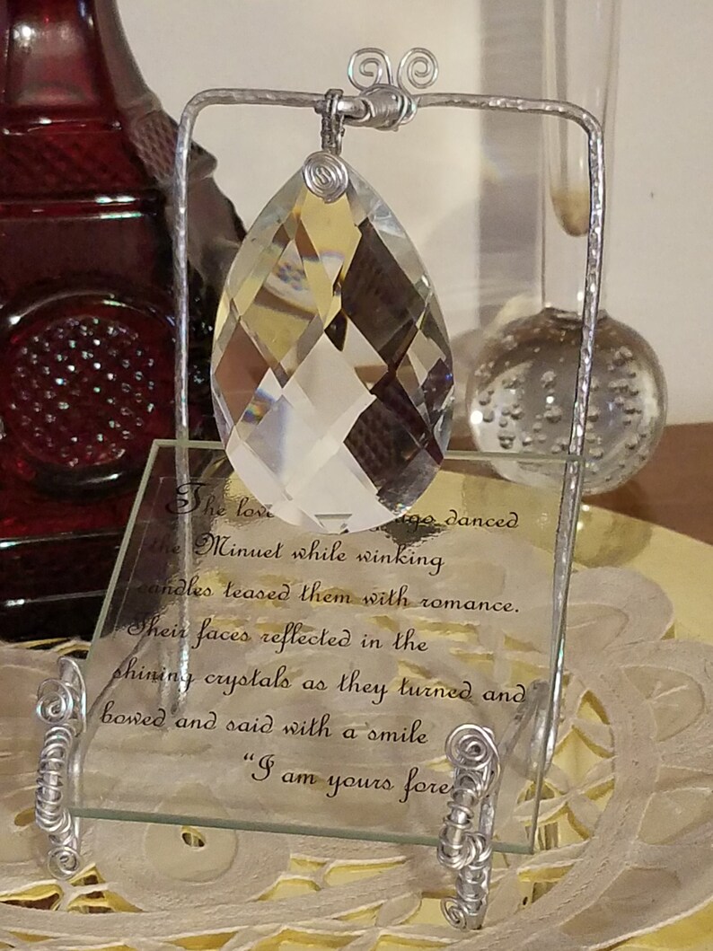 Antique French Lead Crystal Chandelier Prism Teardrop, Diamond Motif