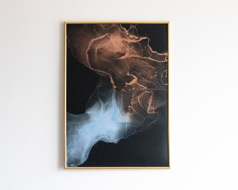 Original alcohol ink art FİRE and İCE on black yupo paper for Etsy