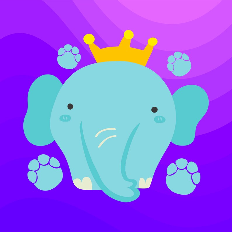Download Cute Elephant Svg Elephant King Svg Elephant With Crown Svg Etsy