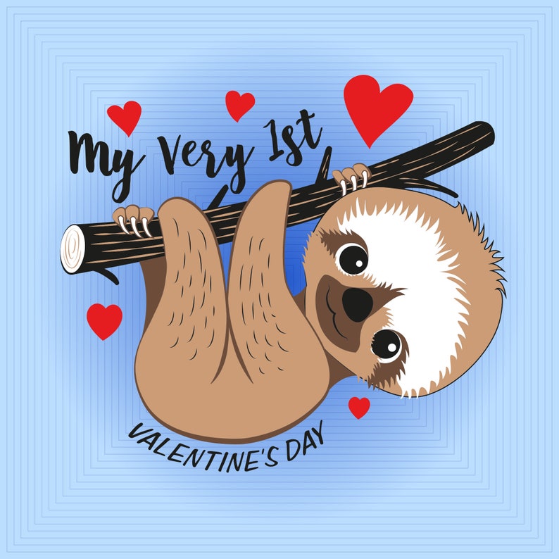 Download Sloth svg. Valentines SVG First Valentines SVG 1st | Etsy
