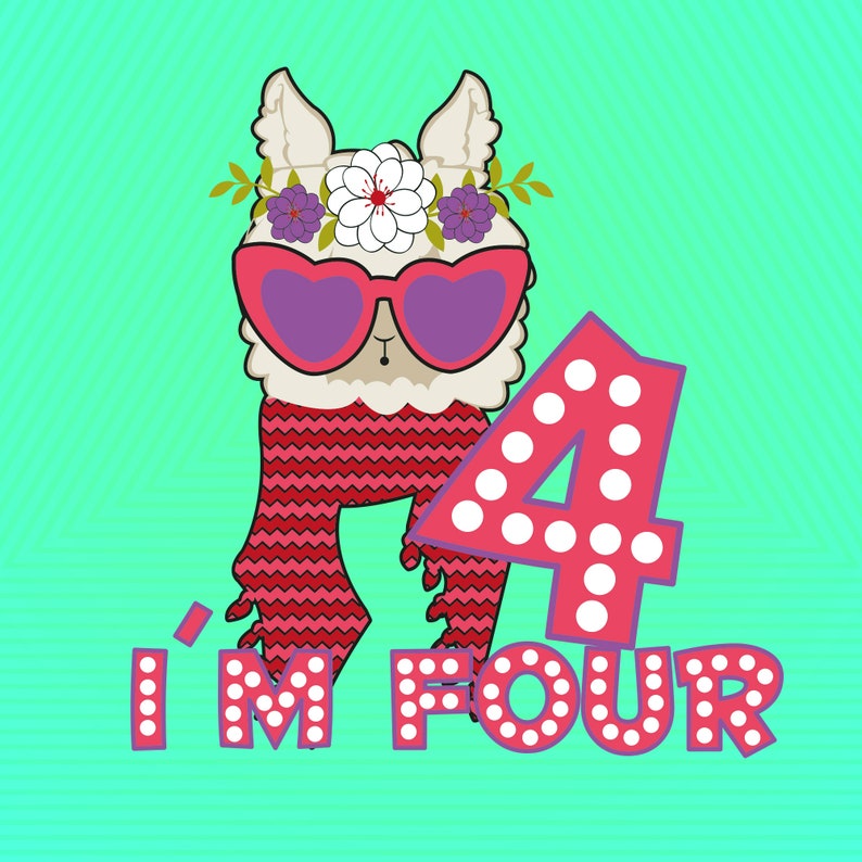 Download Llama Im four svg 4th Birthday svg funny llama svg cute | Etsy