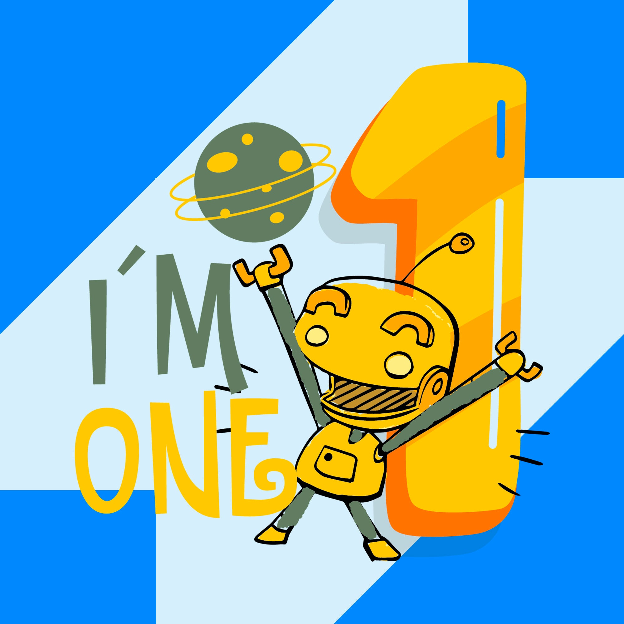 Download Im One Svg Space Birthday Svg Little Robot Svg Planets Svg Etsy