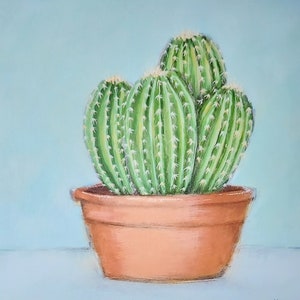 Cactus Print from Original Acrylic and Charcoal Painting, Wall Decor, Dessert Plant, Cacti, Midcentury Modern Home, Modern, Contemporary