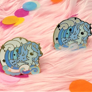 Nokk Enamel Pin: Mythical Cryptid Creature, Gold Plated - Glitter Version