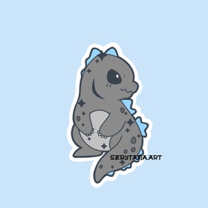 Pegatina de criatura mítica Kaijuu Godzilla linda y kawaii