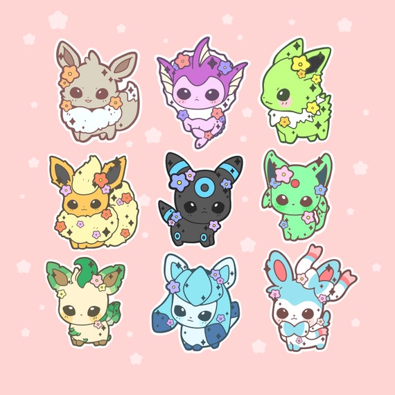 Stickers Cute and Kawaii Eeveelution Pokemon Stickers Eevee - Etsy