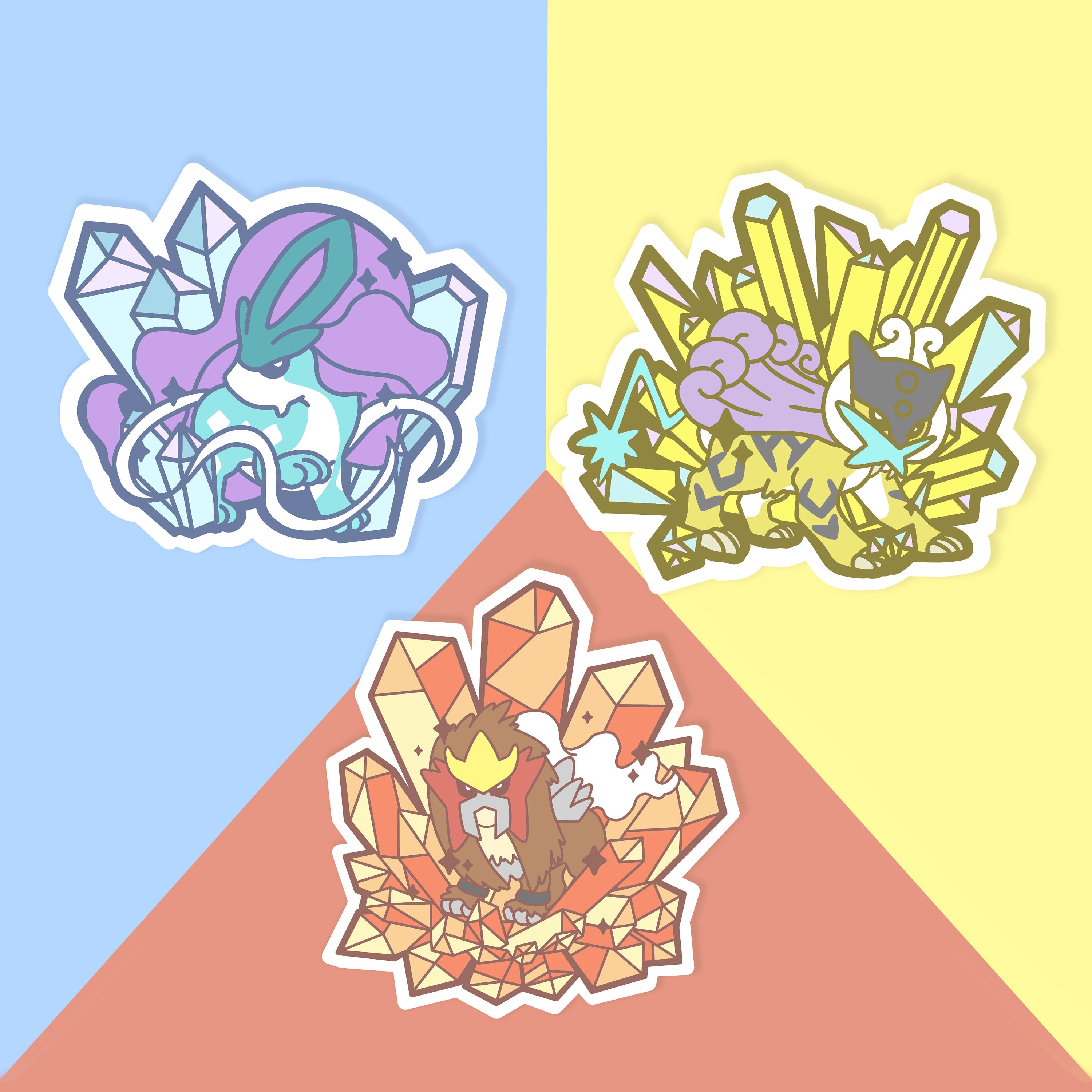 Raikou, Entei, Suicune - 3 Legendary Dogs Vinyl Sticker Set — Logan Arch