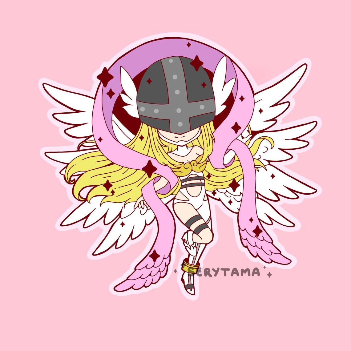 Digi Cute Kawaii Angewomon Sticker - Etsy