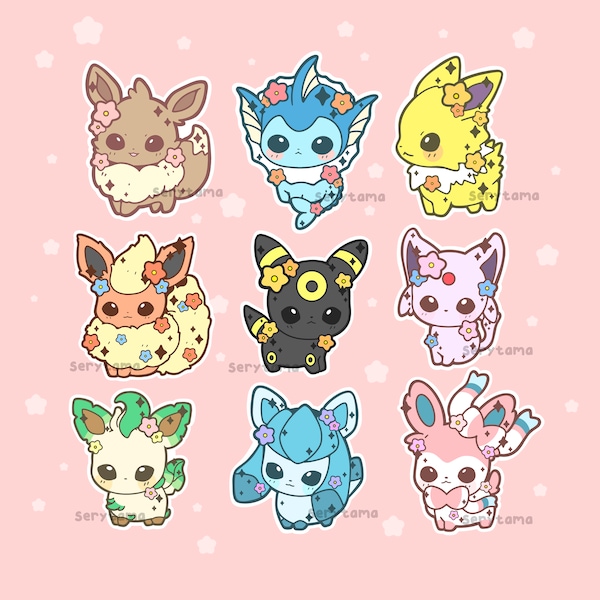 Sticker - Niedliche und Kawaii Eeveelution Pokemon Sticker- Eevee