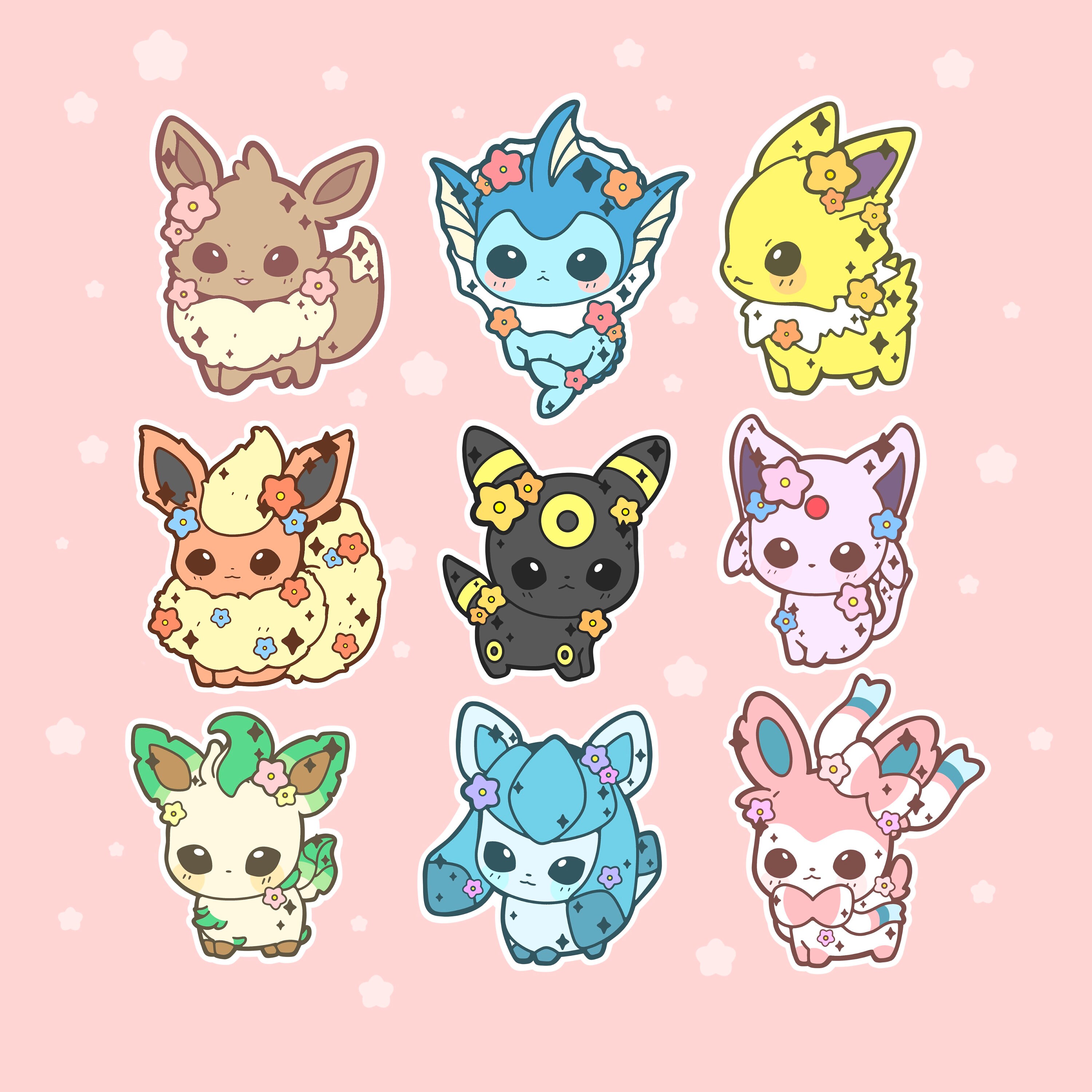 Stickers Cute And Kawaii Eeveelution Pokemon Stickers Eevee Etsy 日本