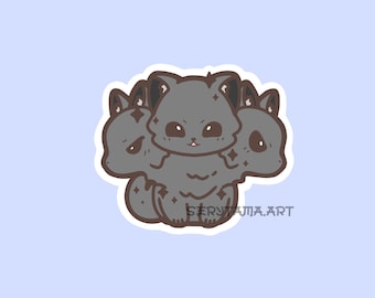 Kawaii Cerberus Sticker: Mythical Cryptid Creature