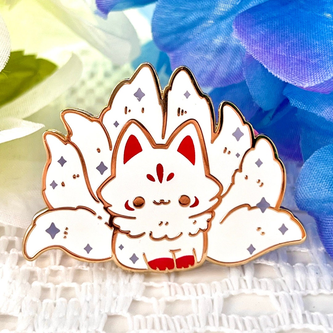 Cute and Kawaii Mythical and Cryptid Kitsune Enamel Pin - Etsy