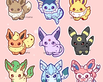 Kawaii Fox Monsters Die Cut Stickers