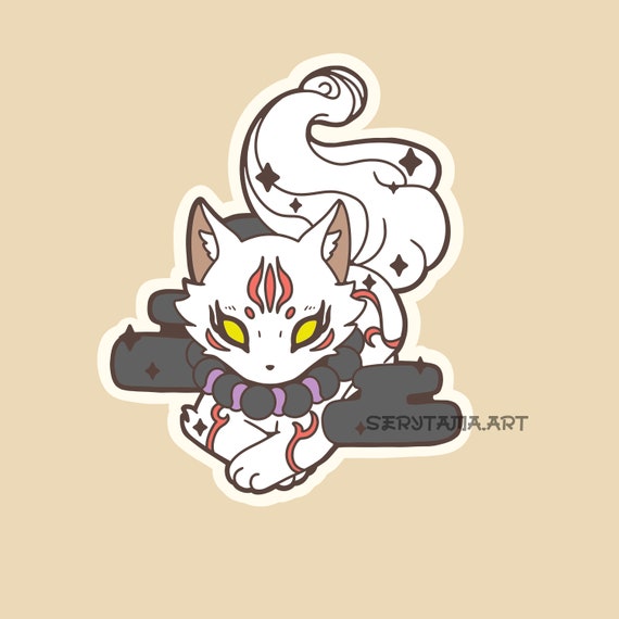 Kawaii Inugami Sticker: Laminated Waterproof Mythical Creature