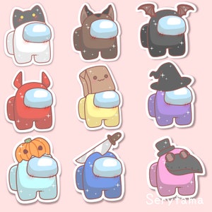 Lindas pegatinas de Among Us de Kawaii
