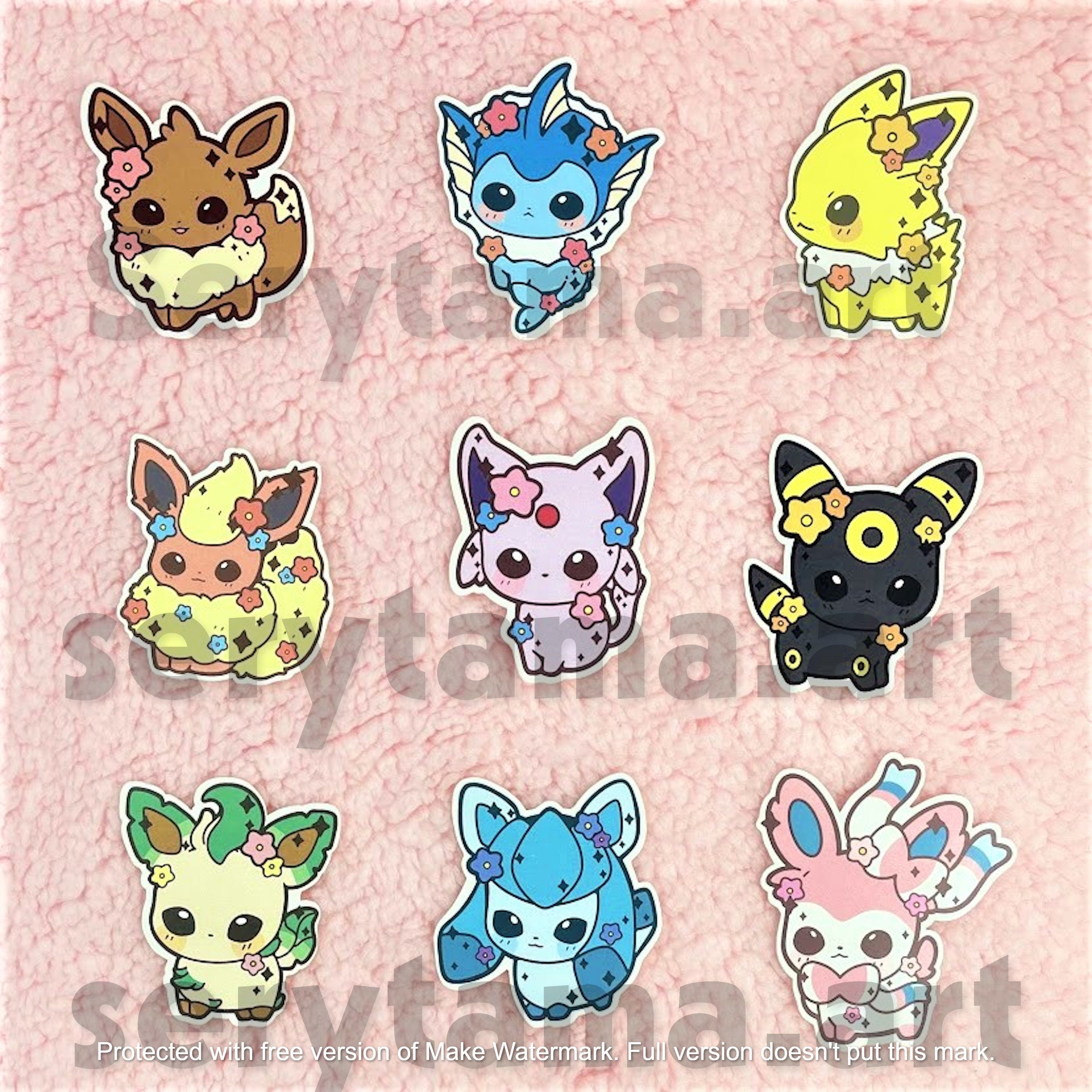 Stickers Cute and Kawaii Eeveelution Pokemon Stickers Eevee 