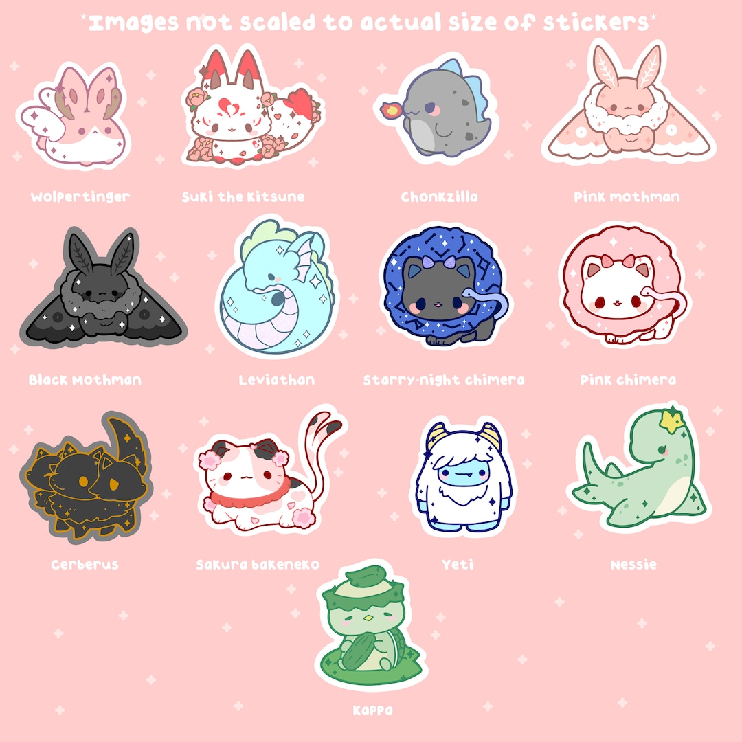 Kawaii Mythical and Cryptid Creatures Die Cut Stickers - Etsy